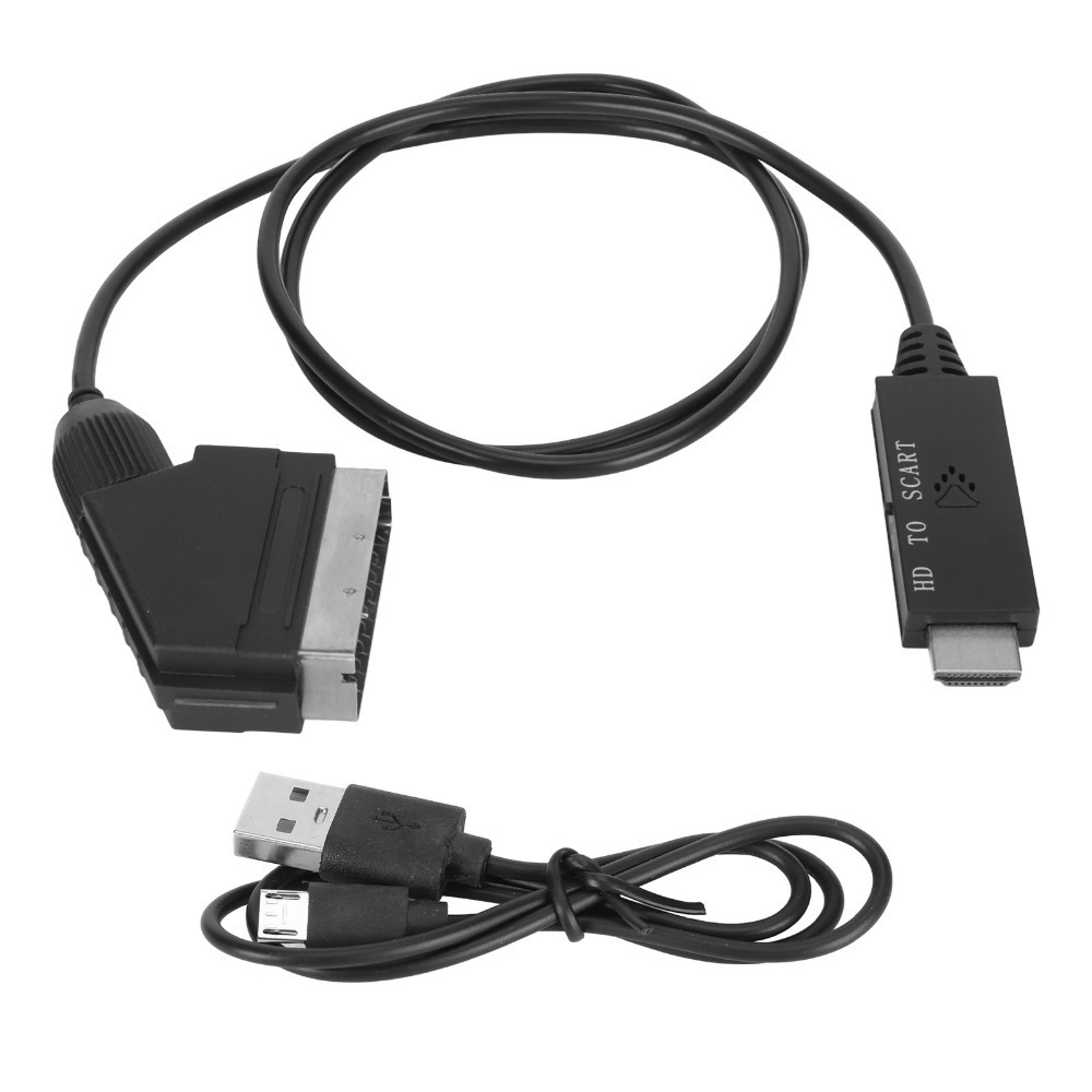 Scart To Hdmi - รองรับ PAL NTSC HD สายเคเบิลอินเทอร์เฟซมัลติมีเดีย HD