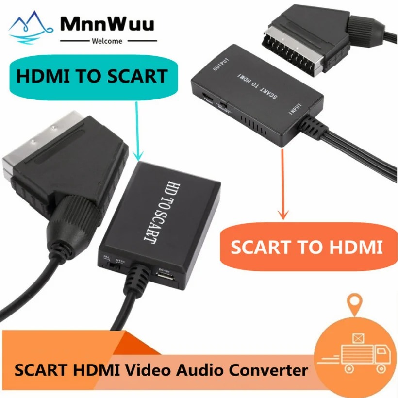Scart To Hdmi - ตัวแปลงสัญญาณวิดีโอและเสียง HDMI เป็น SCART ความละเอียด 1080P