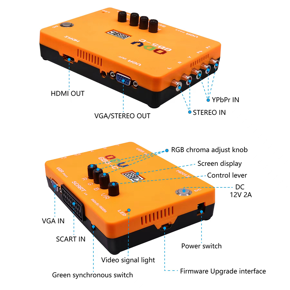 Scart To Hdmi - อะแดปเตอร์แปลงสแกนที่เข้ากันได้กับ Vga/hdmi ส่วนประกอบ ODV-GBS-C สำหรับคอนโซลเกมย้อนยุคสำหรับ PS1/PS2/PS3/Gamecube/