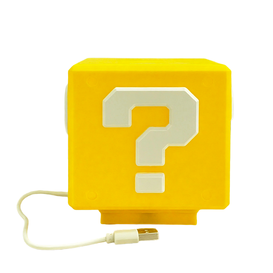 Retro Gaming Projector - โคมไฟบล็อกคำถาม 2026 พร้อมเอฟเฟกต์เสียง ไฟ LED ใช้พลังงานจาก